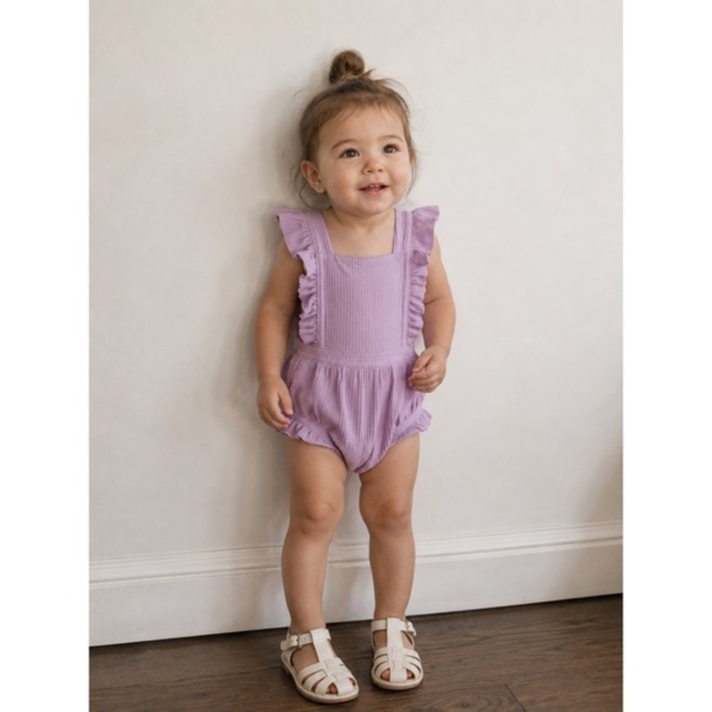Cat & Jack Lavender Ribbed Ruffle One-Piece Bodysuit